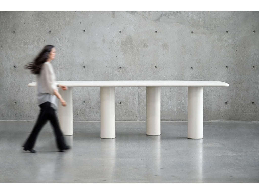 Elephant Rectangular Dining Table in Ivory Tusk Microskin