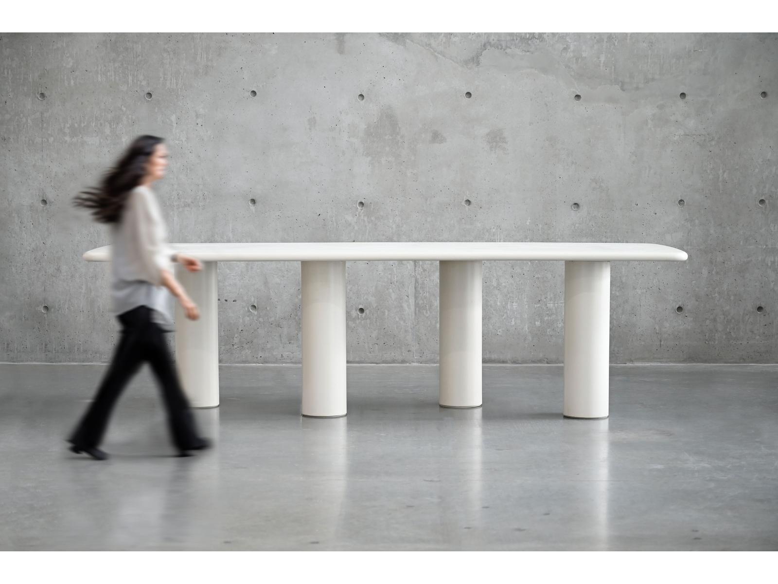Elephant Rectangular Dining Table in Ivory Tusk Microskin