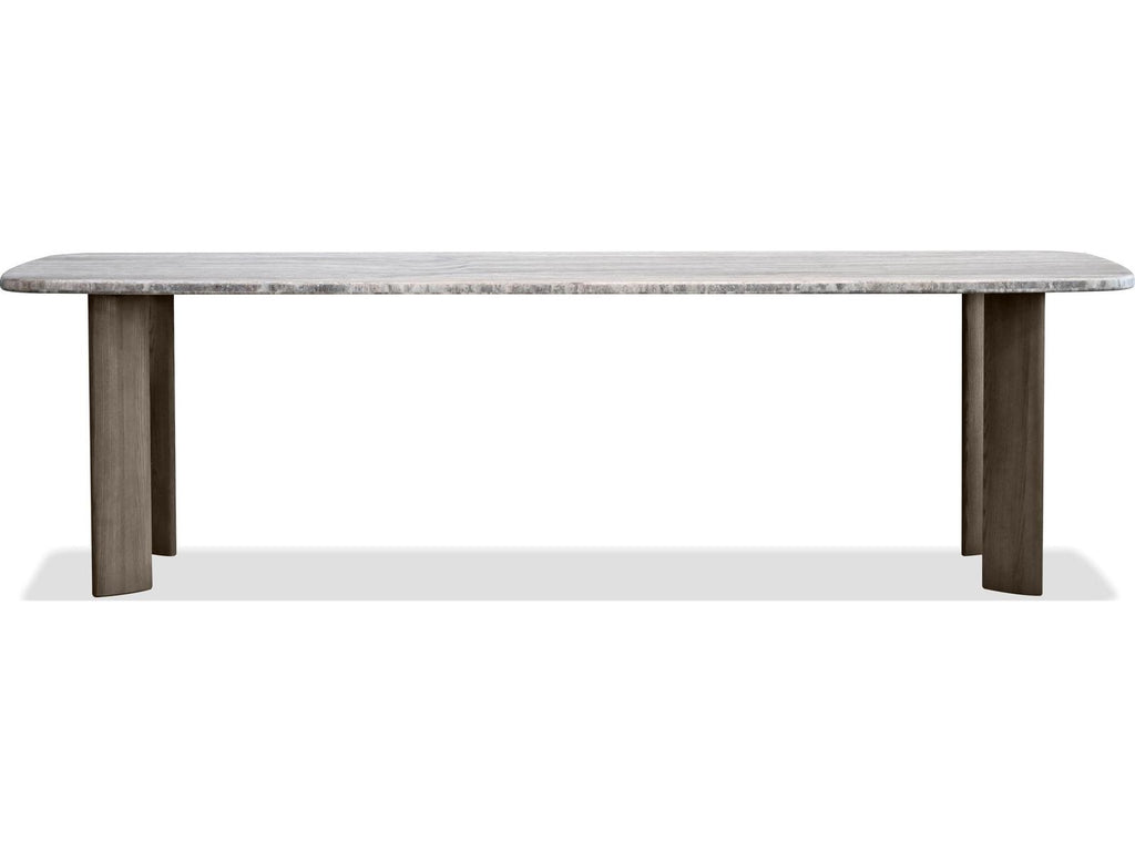 Shoku Rectangular Silver Grey Travertine Marble Top Dining Table