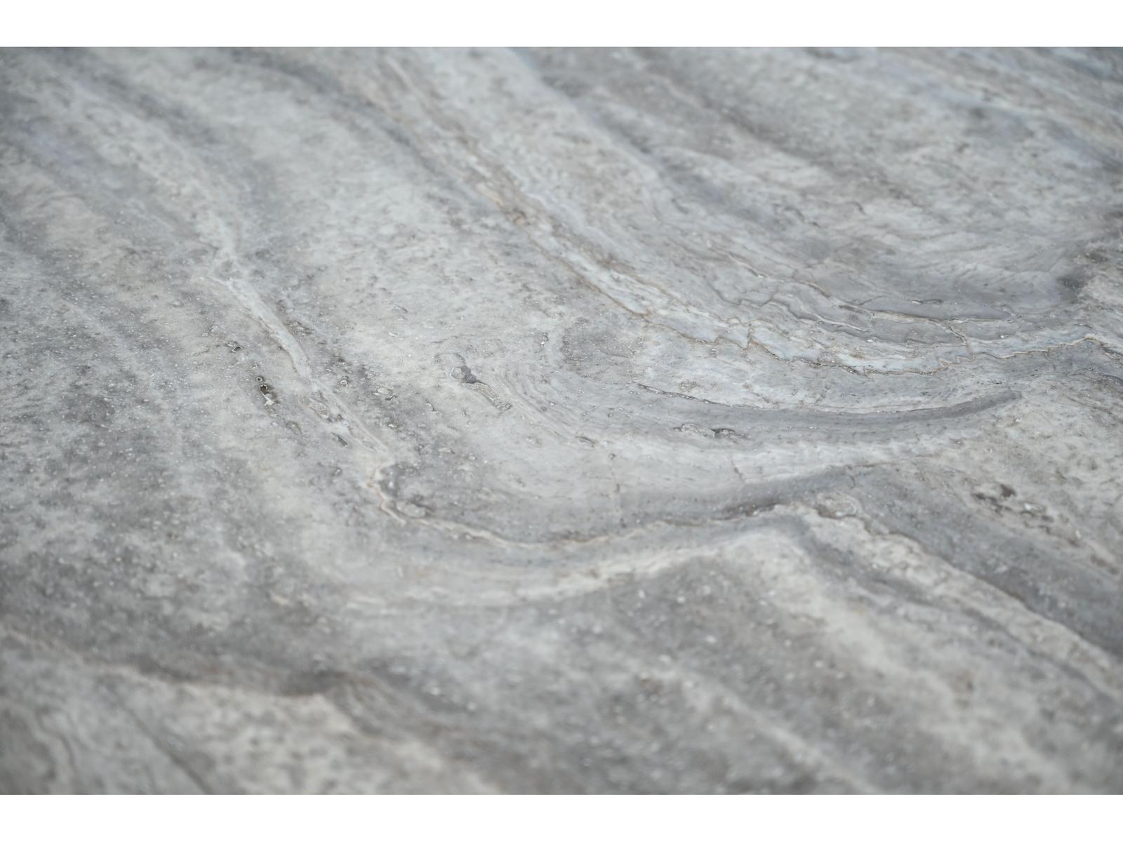 Shoku Rectangular Silver Grey Travertine Marble Top Dining Table