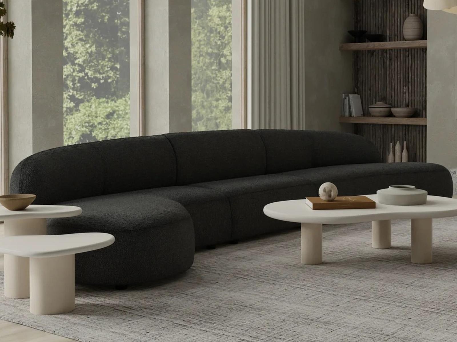 Moritz 3-Piece Sectional Sofa in Gray Licorice Boucle Fabric