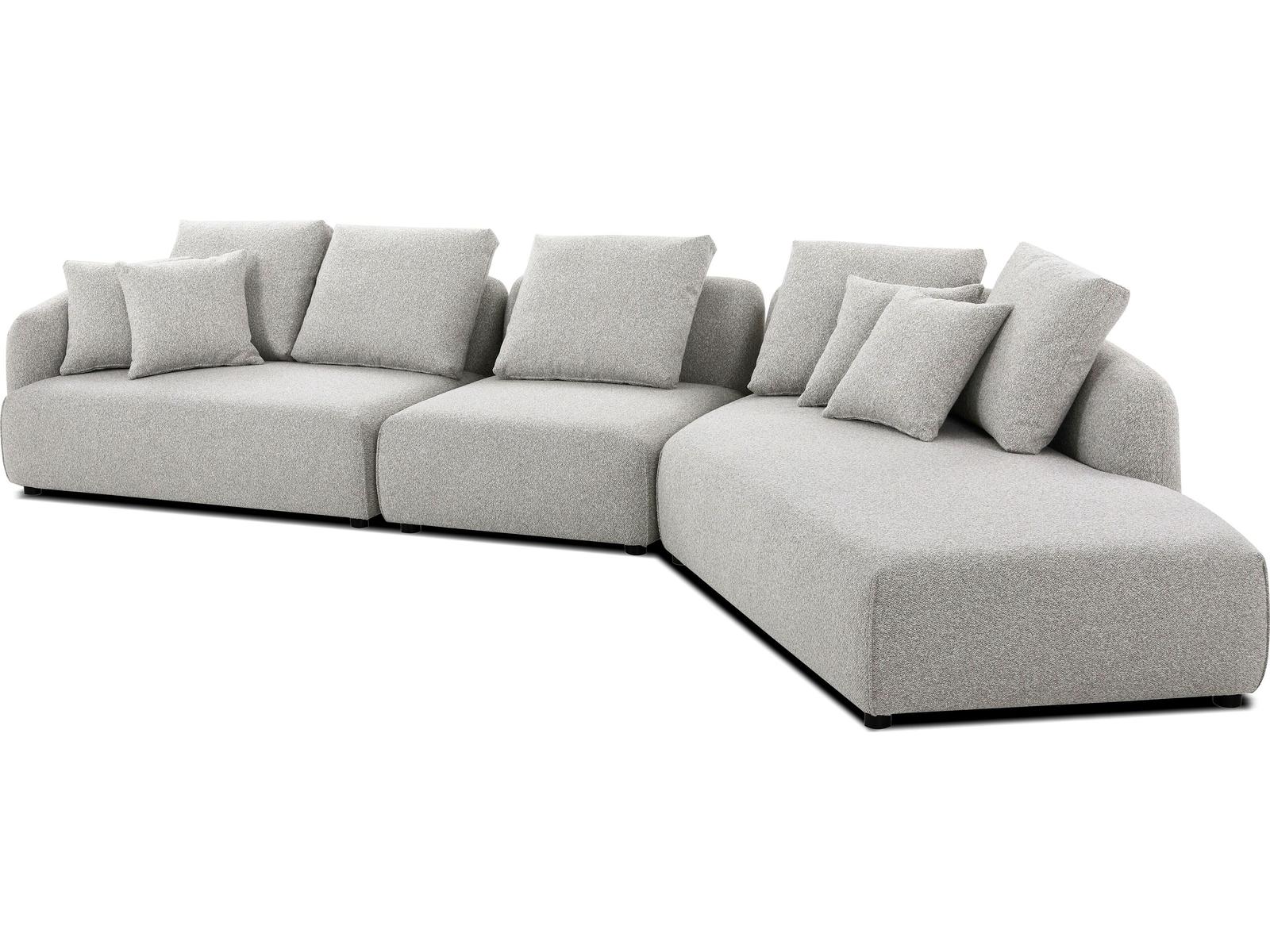 Saba 3-Piece Oat Tweed Fabric Sectional Sofa