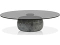 Skip Round Glass Smoke Coffee Table with Grey Marble Base