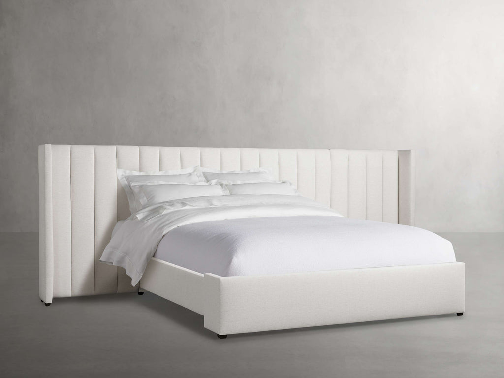 Wyller Channel-Stitched Extended Headboard Bed with Low Footboard