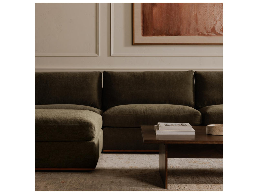 Rue 5-Piece Modular Upholstered Sectional Sofa in Dark Green