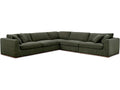 Rue 5-Piece Modular Upholstered Sectional Sofa in Dark Green