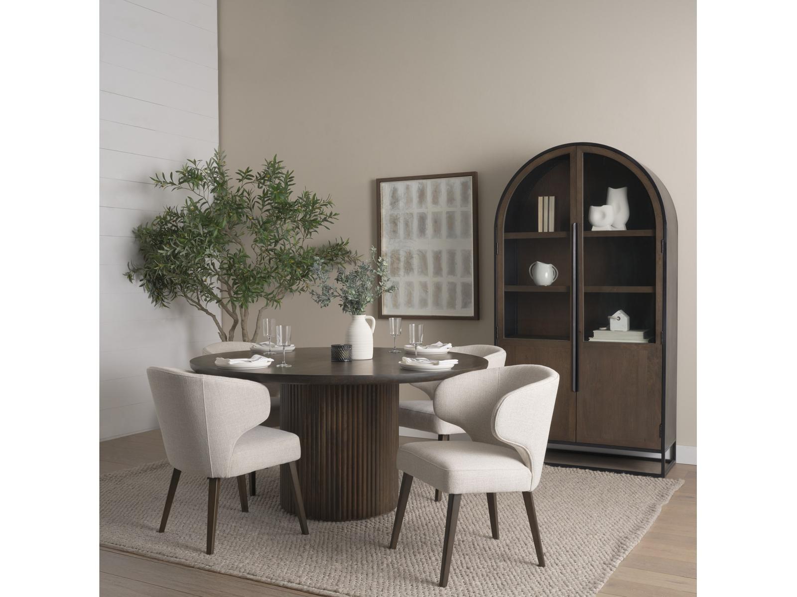 Terra Fluted Dining Table with 4 Niles Chairs and Sloan Cabinet Set