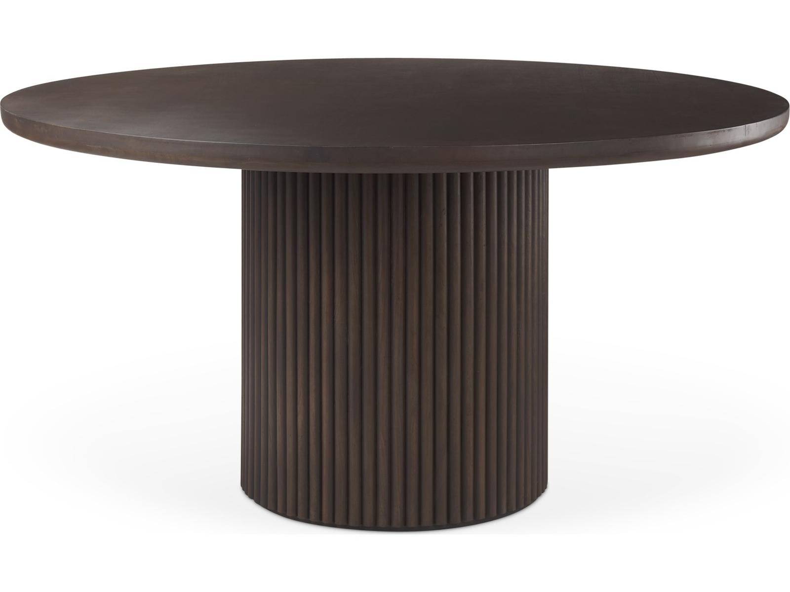 Mercana Terra 60-Inch Round Fluted Dining Table with 6 Niles Wingback Dining Chairs