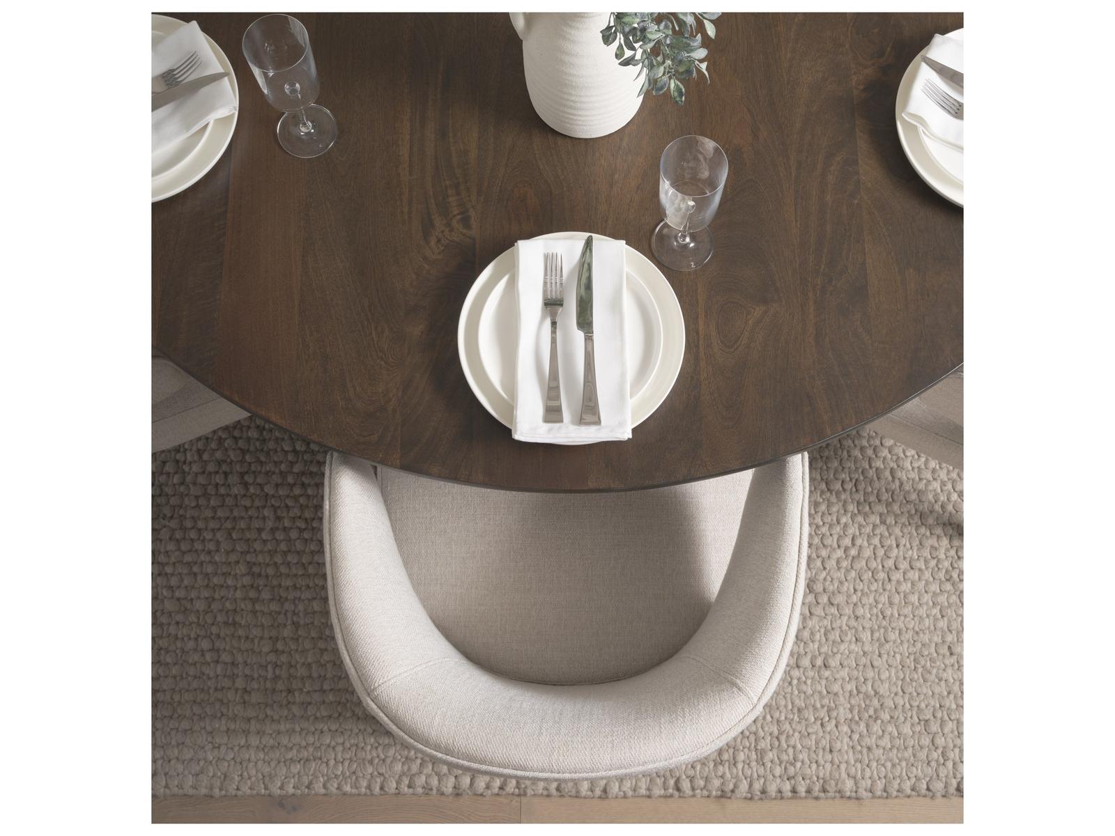 Mercana Terra 60-Inch Round Fluted Dining Table with 6 Niles Wingback Dining Chairs