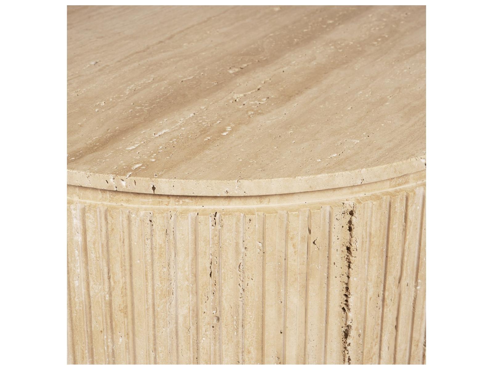 Mercana Elara Ribbed Oblong Travertine Coffee Table