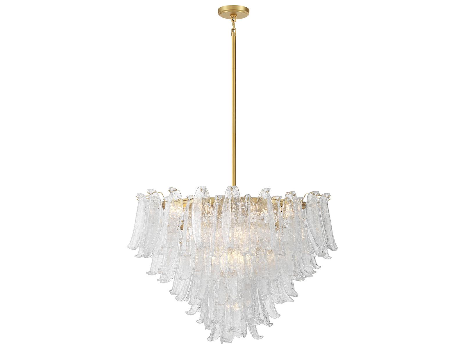 Metropolitan 17-Light Regent Chandelier with Clear Crackled Glass in Legacy Brass