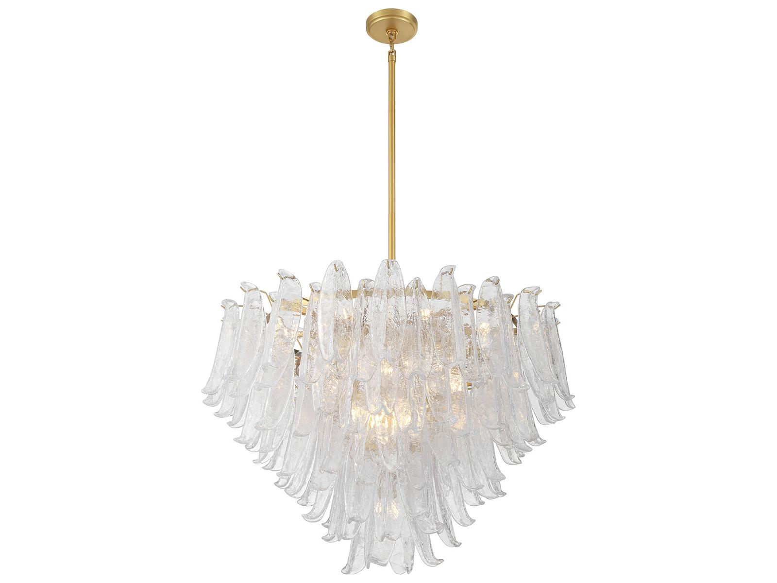Metropolitan 17-Light Regent Chandelier with Clear Crackled Glass in Legacy Brass