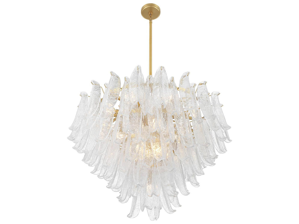 Metropolitan 17-Light Regent Chandelier with Clear Crackled Glass in Legacy Brass