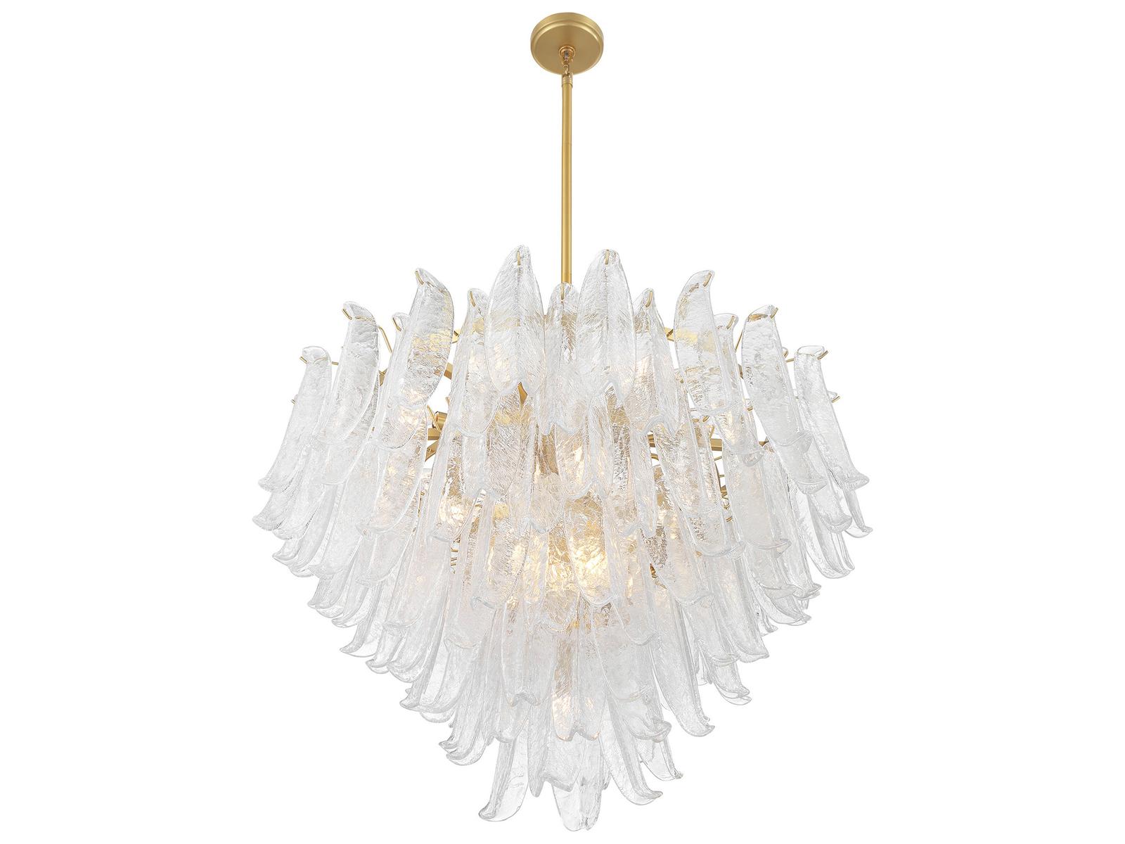 Metropolitan 17-Light Regent Chandelier with Clear Crackled Glass in Legacy Brass