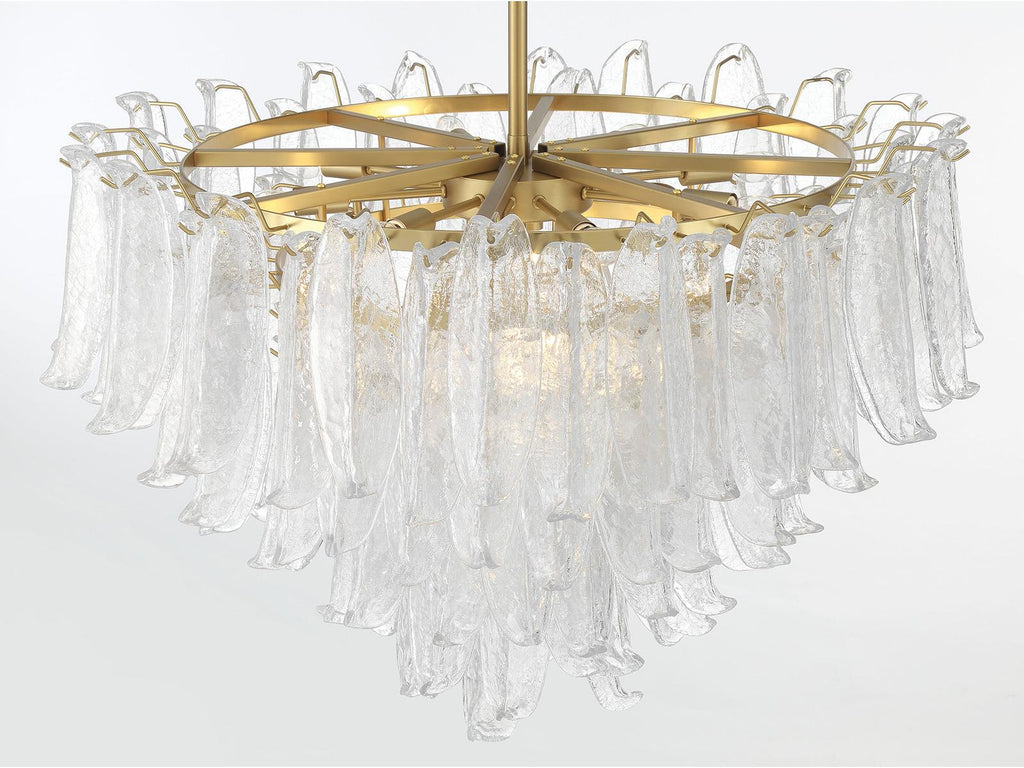 Metropolitan 17-Light Regent Chandelier with Clear Crackled Glass in Legacy Brass