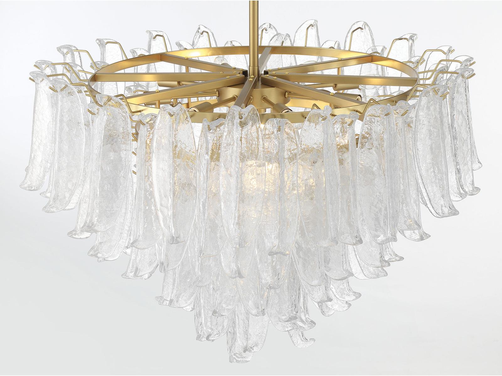 Metropolitan 17-Light Regent Chandelier with Clear Crackled Glass in Legacy Brass