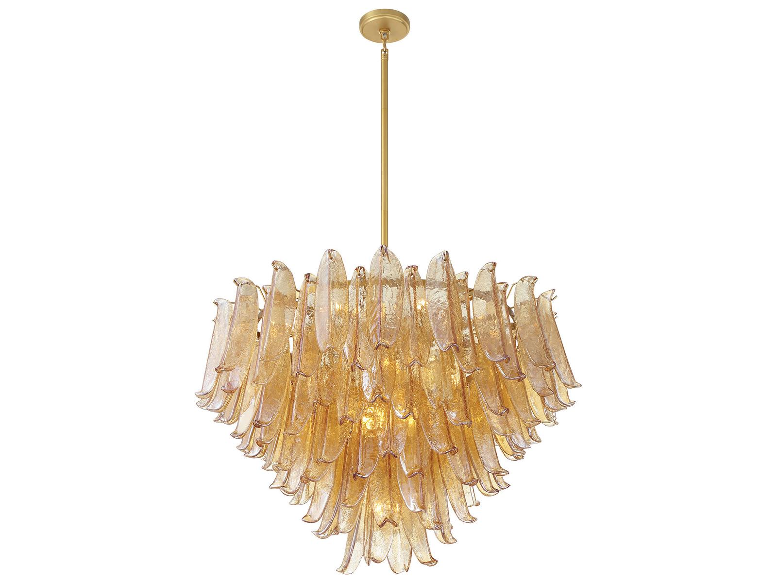 Metropolitan Regent 17-Light Chandelier in Legacy Brass with Clear Crackled Glass