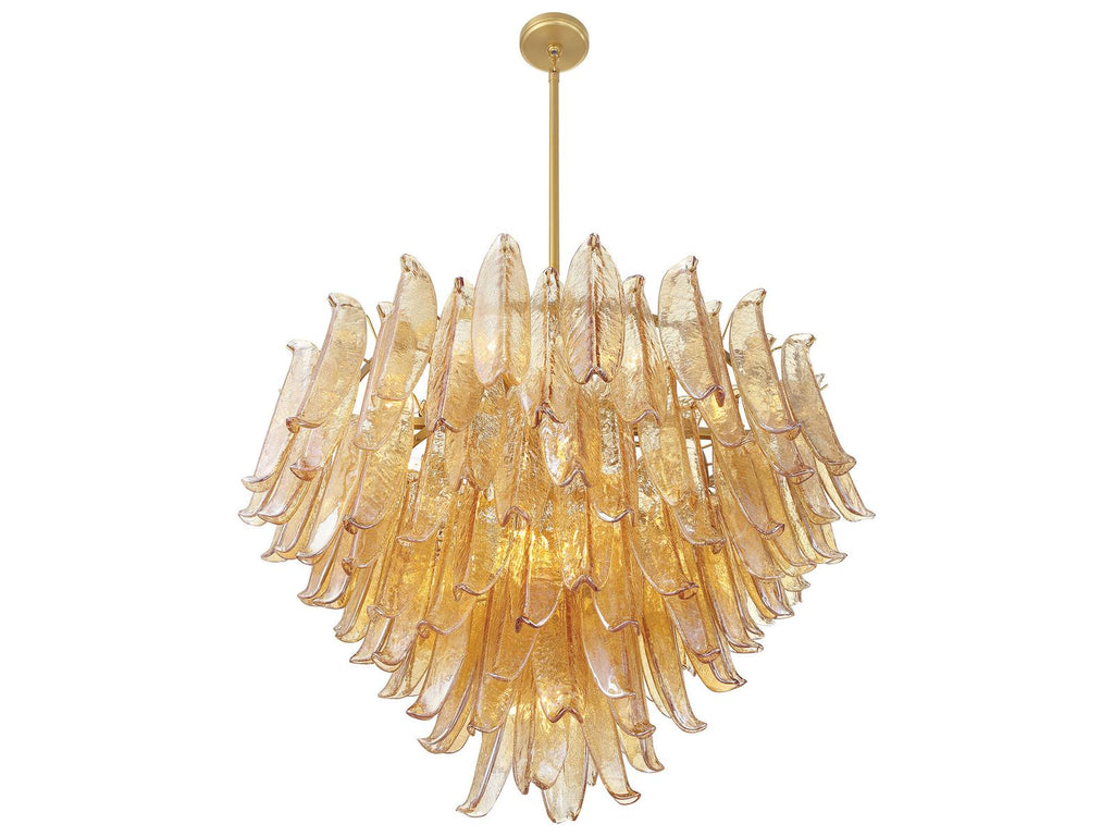 Metropolitan Regent 17-Light Chandelier in Legacy Brass with Clear Crackled Glass