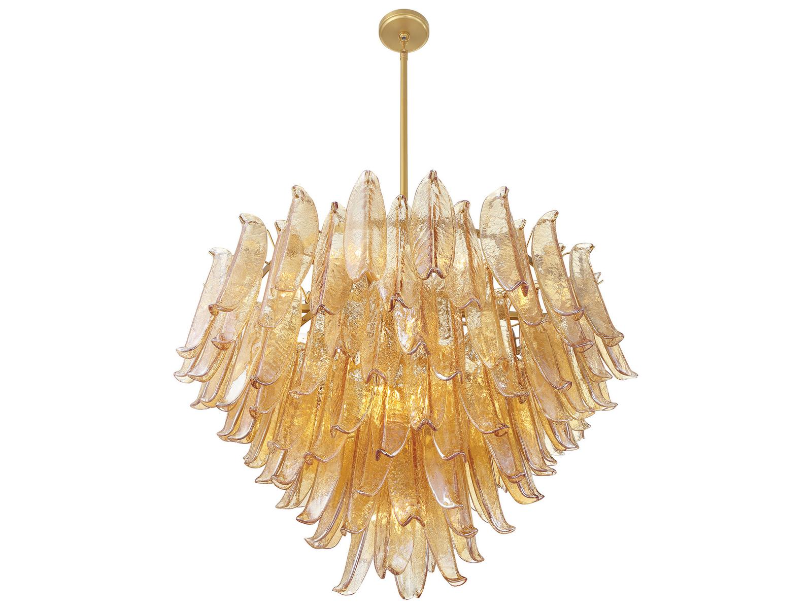 Metropolitan Regent 17-Light Chandelier in Legacy Brass with Clear Crackled Glass