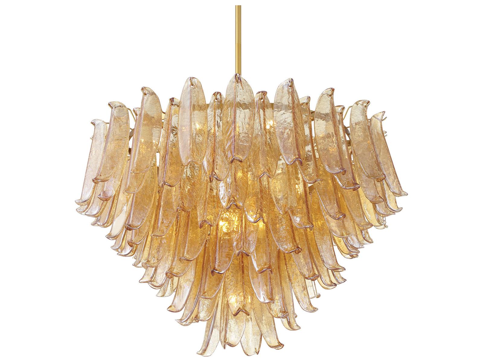Metropolitan Regent 17-Light Chandelier in Legacy Brass with Clear Crackled Glass