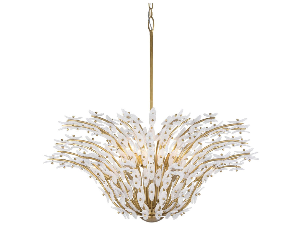 Metropolitan Sorra 14-Light Painted Legacy Brass White Swirl Chandelier