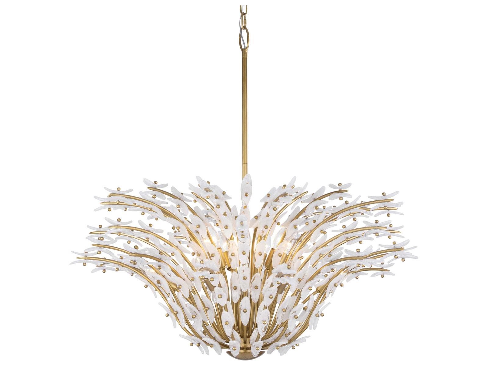 Metropolitan Sorra 14-Light Painted Legacy Brass White Swirl Chandelier