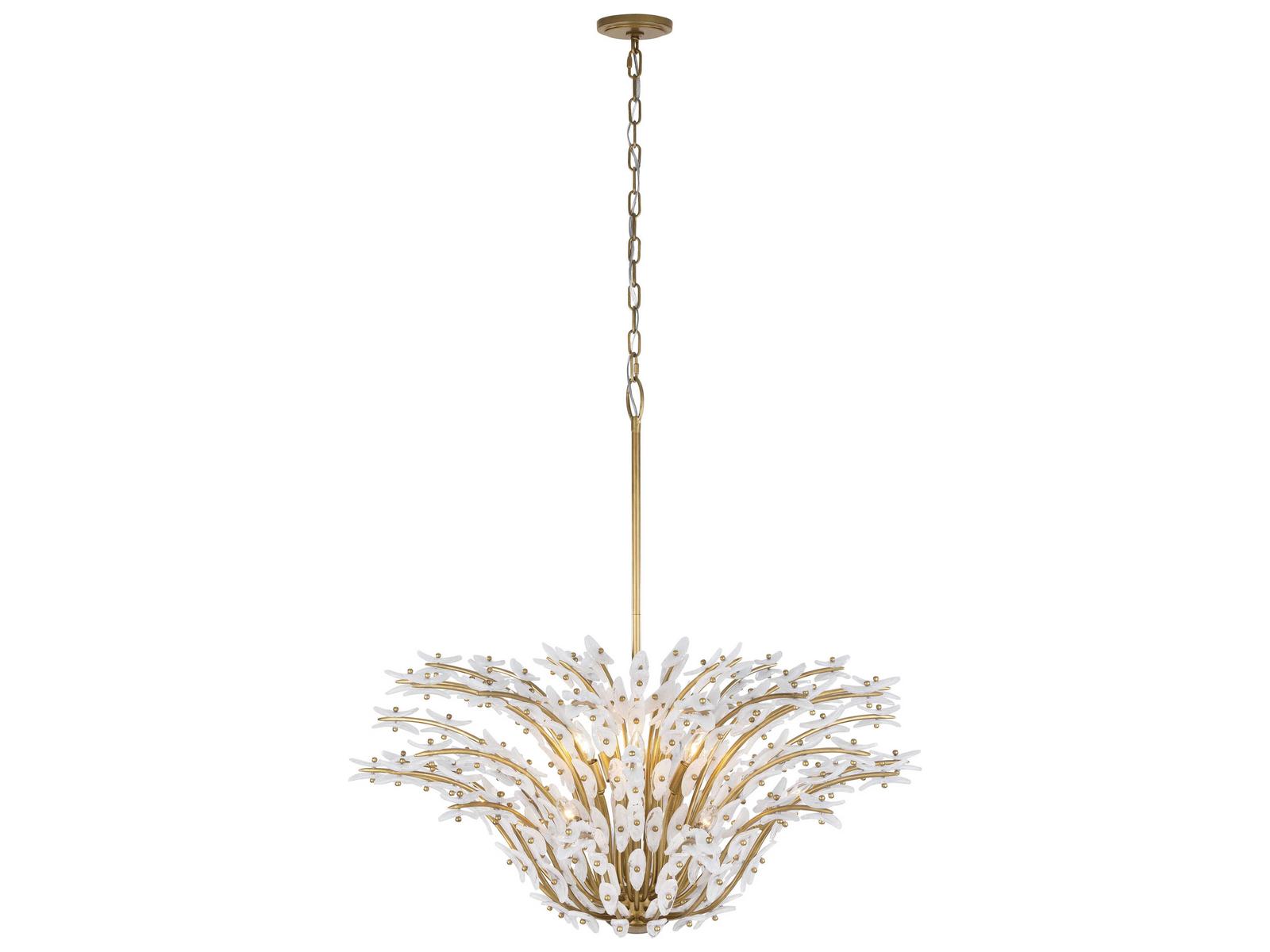 Metropolitan Sorra 14-Light Painted Legacy Brass White Swirl Chandelier