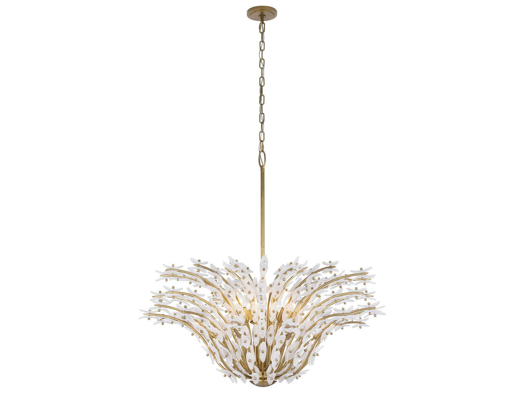 Metropolitan Sorra 14-Light Painted Legacy Brass White Swirl Chandelier