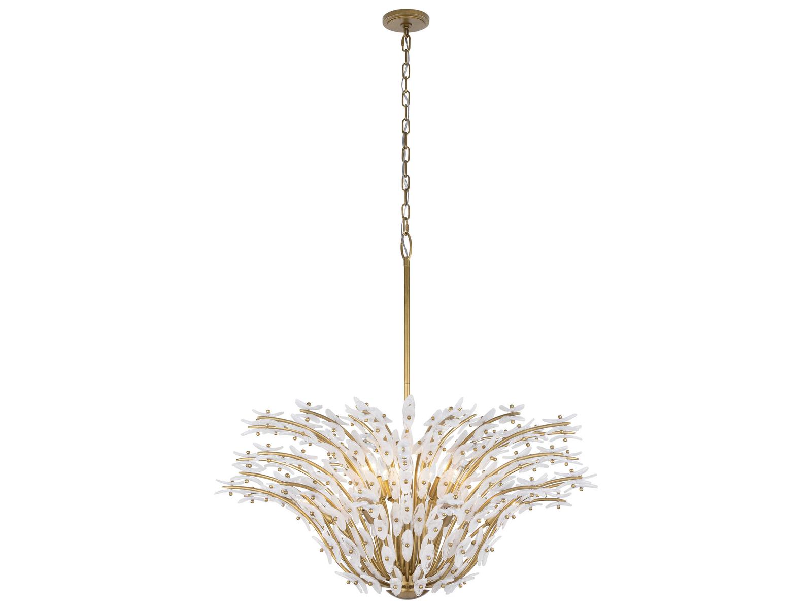 Metropolitan Sorra 14-Light Painted Legacy Brass White Swirl Chandelier