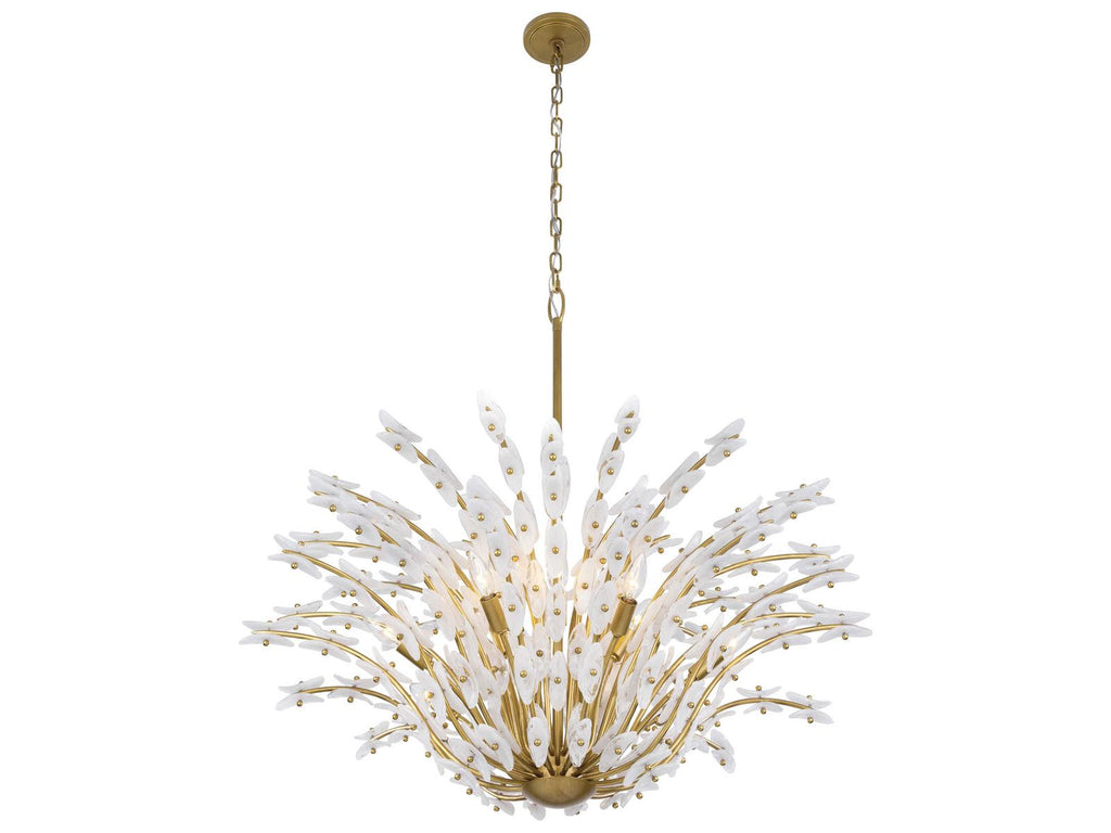 Metropolitan Sorra 14-Light Painted Legacy Brass White Swirl Chandelier