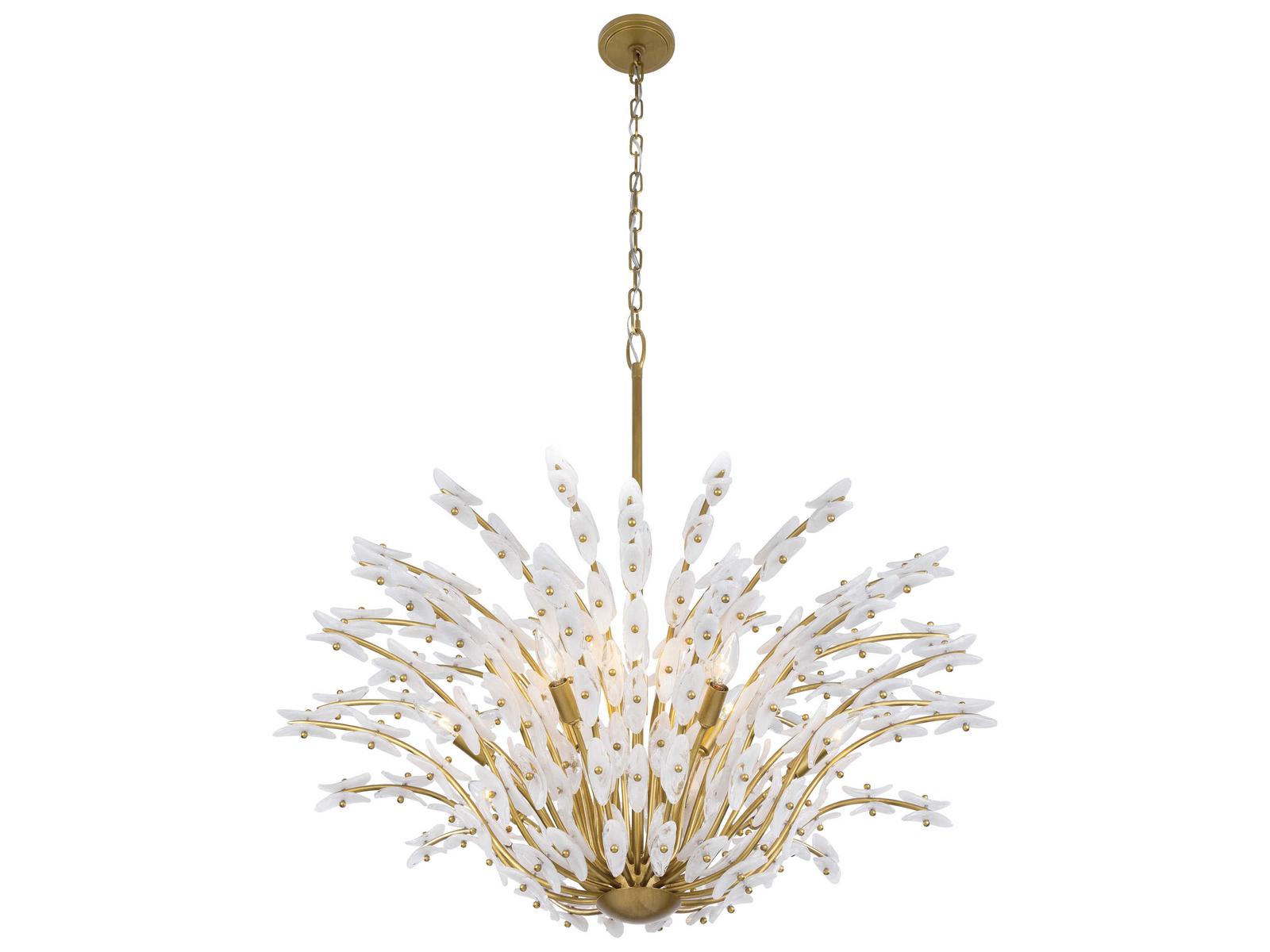 Metropolitan Sorra 14-Light Painted Legacy Brass White Swirl Chandelier