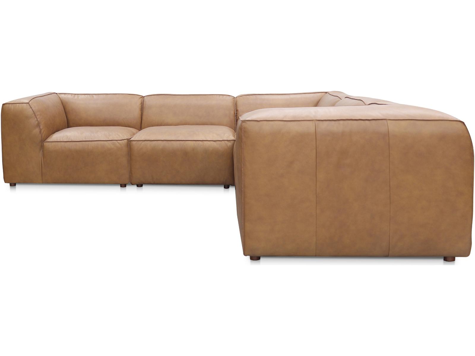 Form 5-Seat Full Top-Grain Leather Sectional Sofa in Sonoran Tan