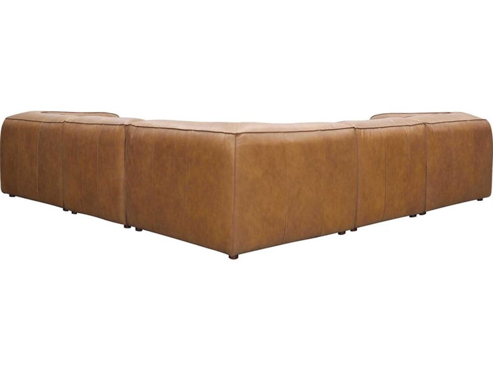 Form 5-Seat Modular Brown Leather Sectional Sofa