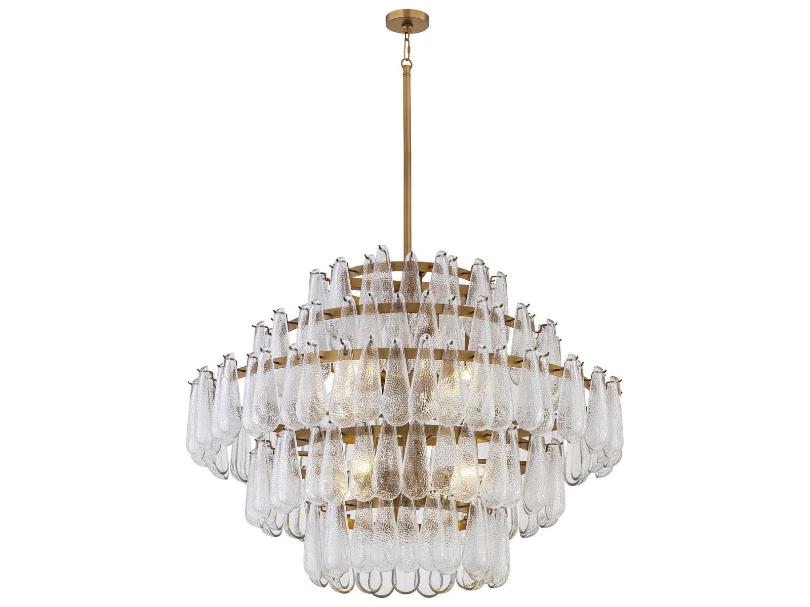Minka Lavery Vionne 8-Light Legacy Brass Clear Dimpled Tiered Chandelier