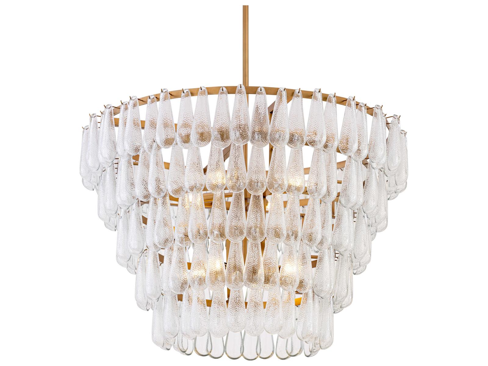 Minka Lavery Vionne 8-Light Legacy Brass Clear Dimpled Tiered Chandelier
