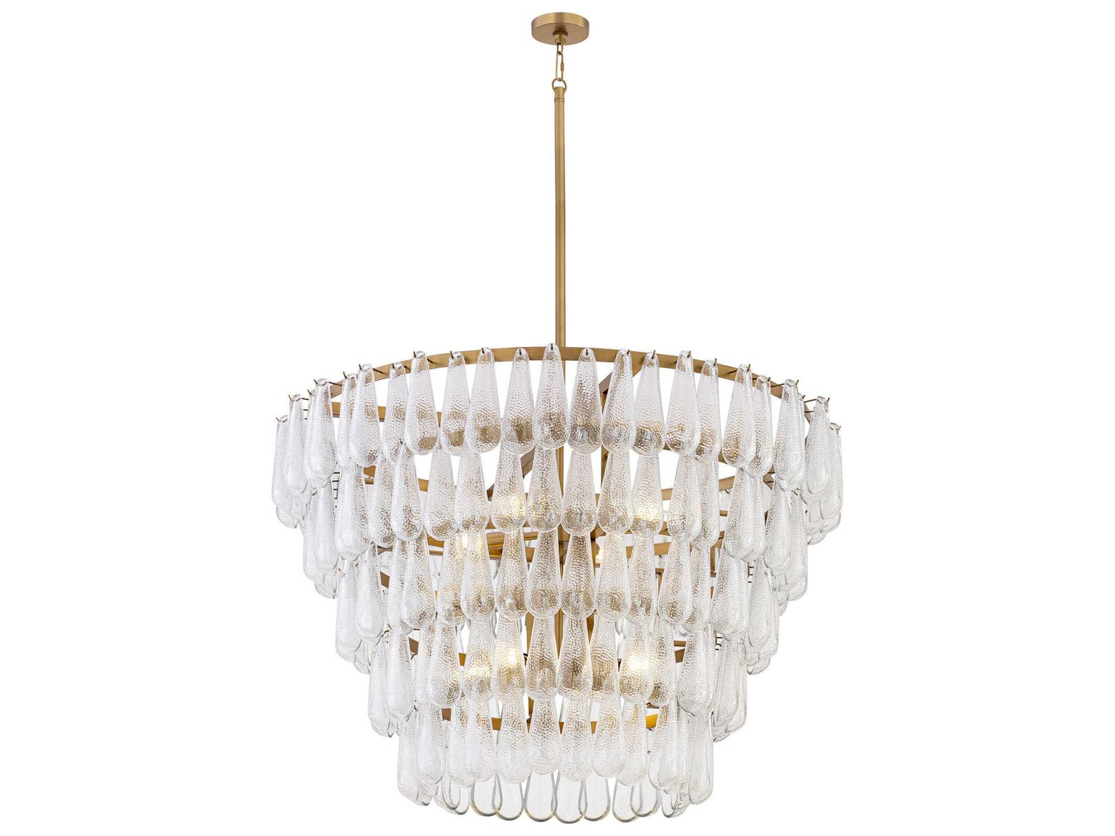 Minka Lavery Vionne 8-Light Legacy Brass Clear Dimpled Tiered Chandelier