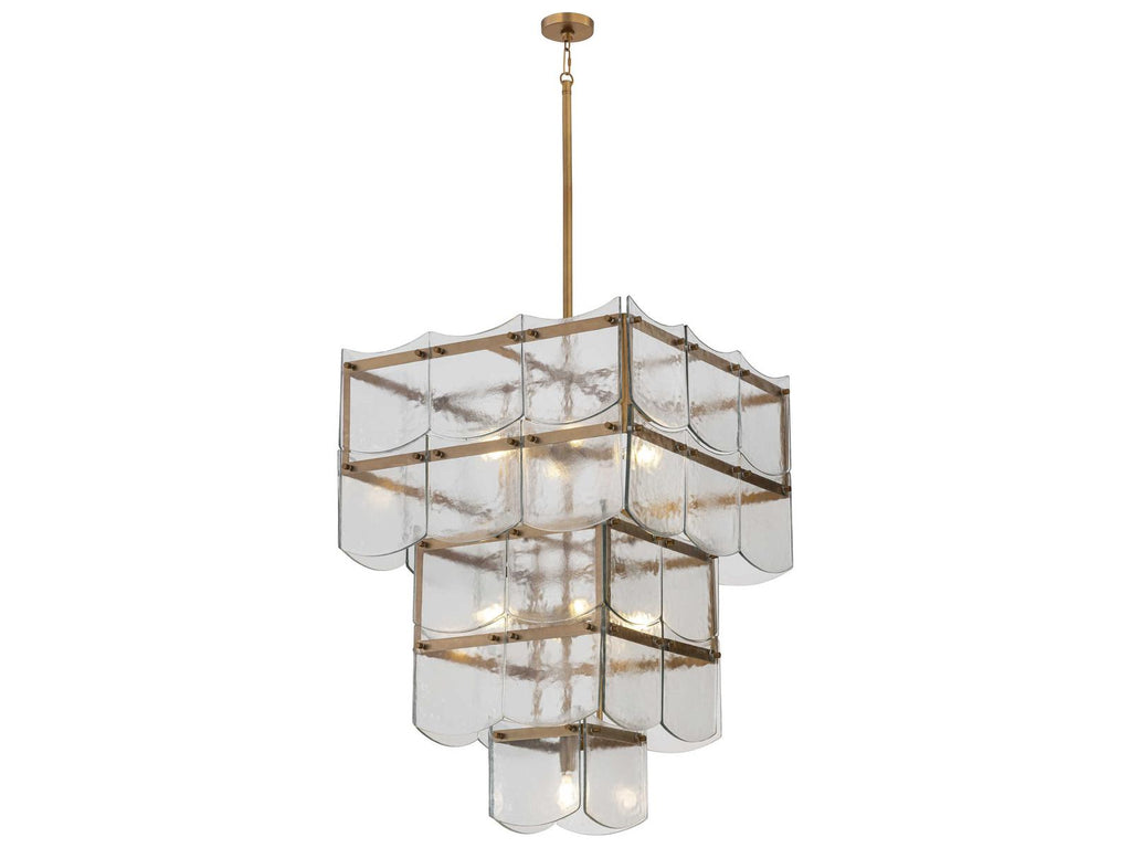 Minka Lavery Kiori 9-Light Legacy Brass Textured Clear Tiered Chandelier