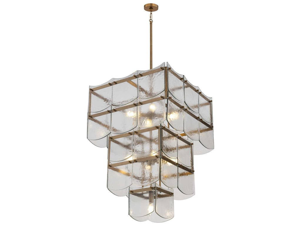 Minka Lavery Kiori 9-Light Legacy Brass Textured Clear Tiered Chandelier