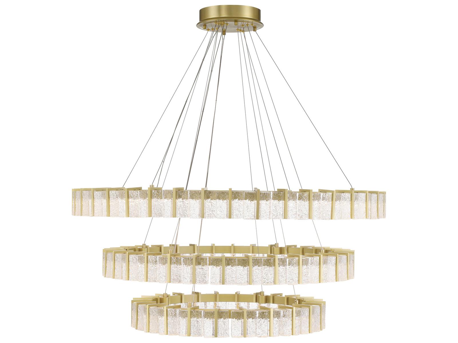 Minka Lavery Sevryn 3-Light Round Tiered Chandelier in Soft Brass