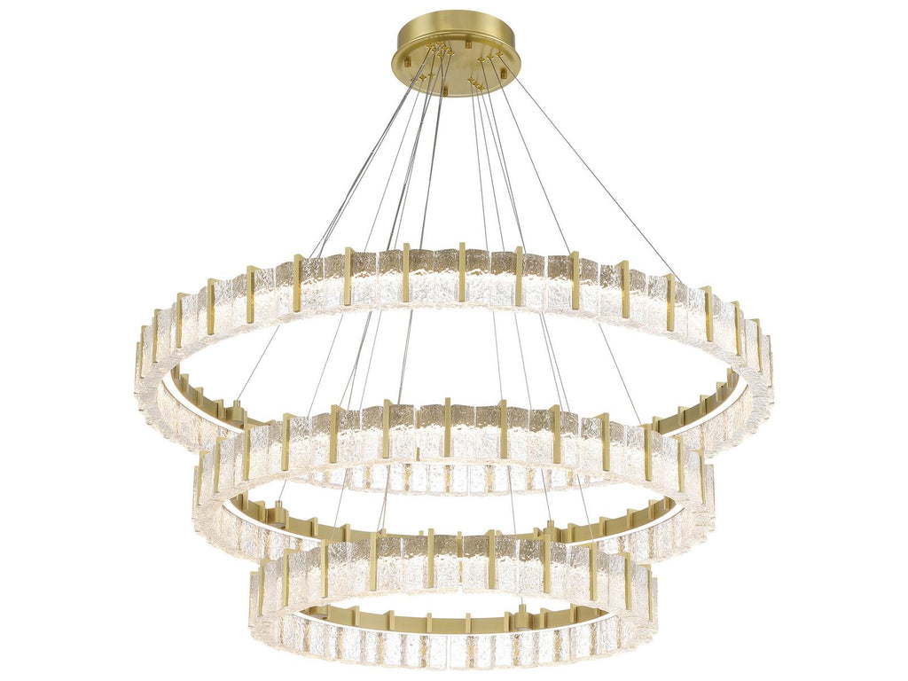 Minka Lavery Sevryn 3-Light Round Tiered Chandelier in Soft Brass