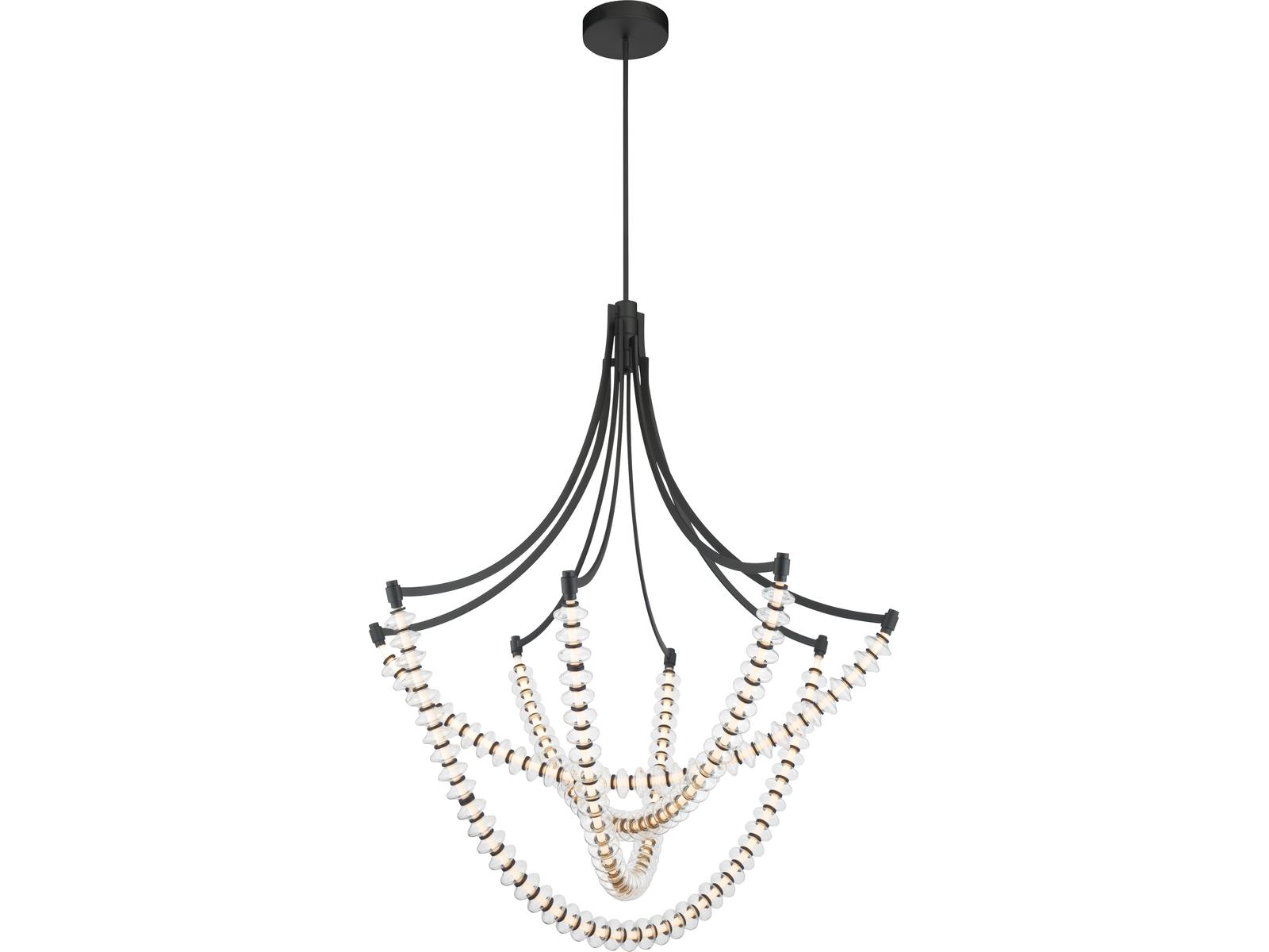Minka Lavery Pearl 4-Light Linear LED Chandelier in Dark Matte Black