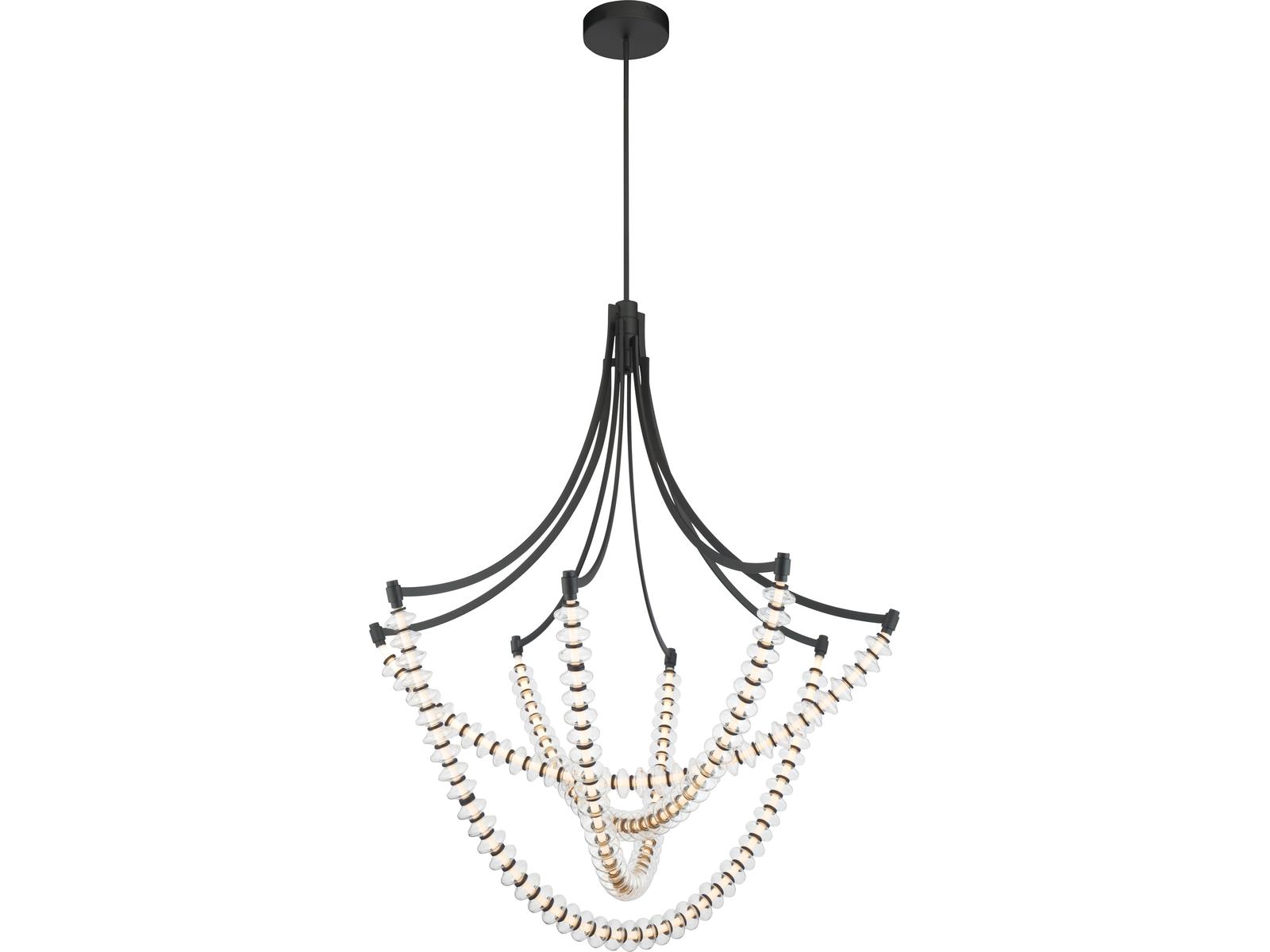 Minka Lavery Pearl 4-Light Linear LED Chandelier in Dark Matte Black