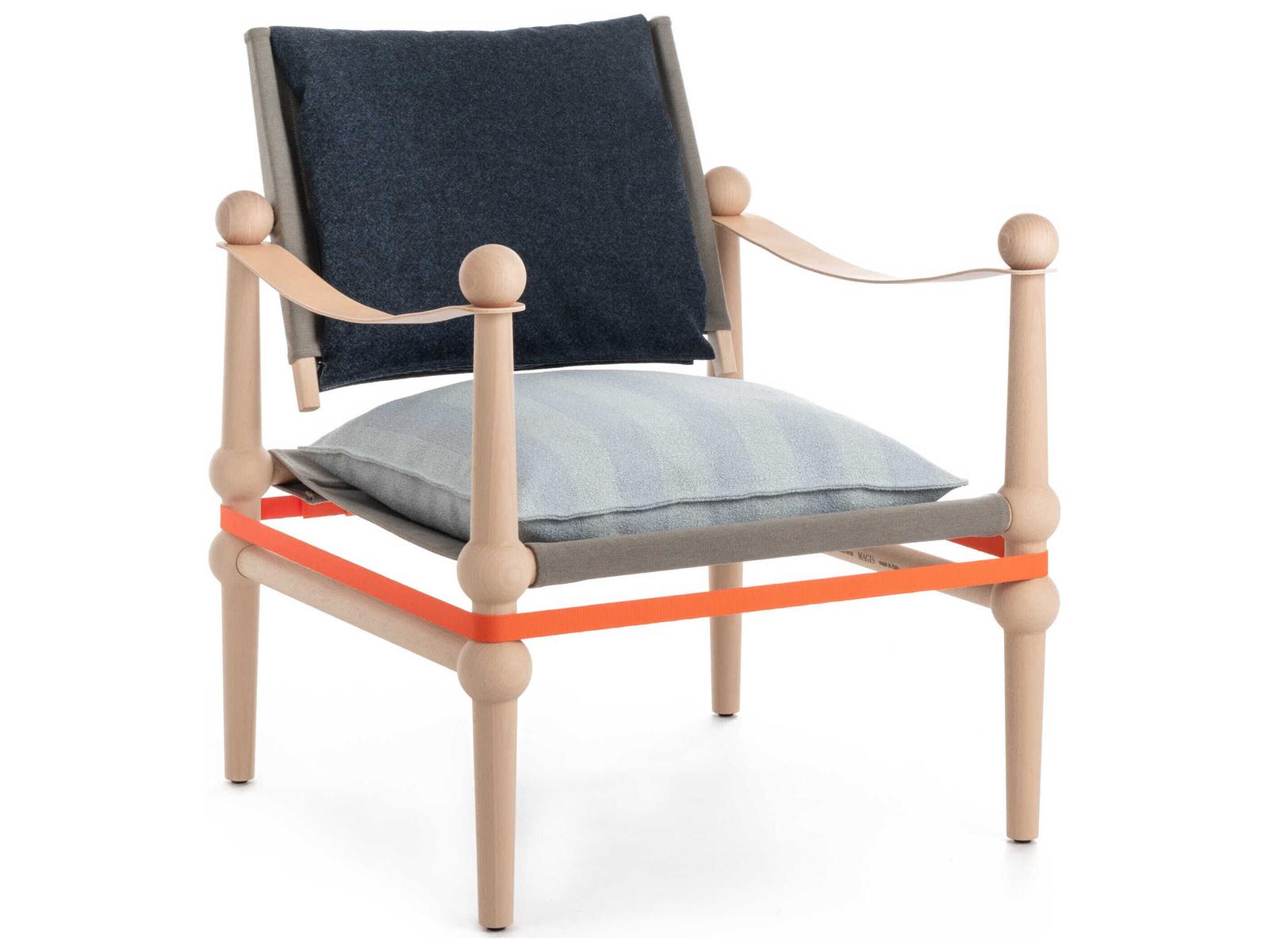 Twain Accent Chair with Leather Arms and Fabric Upholstery