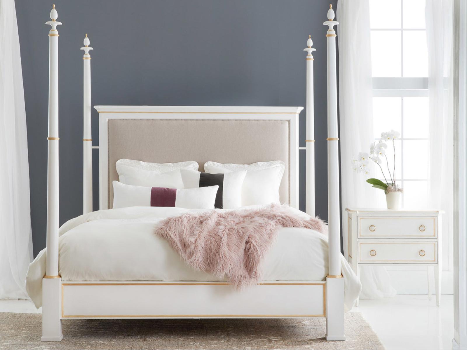 Covington 2-Drawer Nightstand in Brushed White with Gold Leaf Detailing