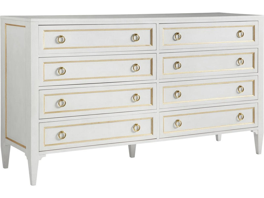 Covington Double Dresser in Antique White with Gold Leaf Detailing