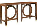 Moab Rectangular Wood Console Table with Walnut Burl and Brass Accents