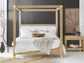 Ventura King Canopy Bed with Oak Veneer and Brass Accents