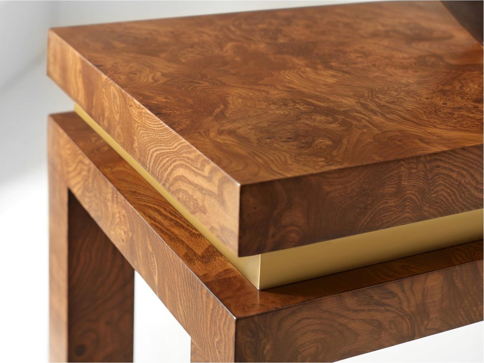 Elysee Rectangular Wood Console Table with Brass Accent