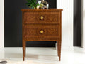 Bezier 2-Drawer Nightstand in Brown Burlwood with Brass
