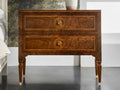 Parma 2-Drawer Walnut Nightstand with Brass Hardware
